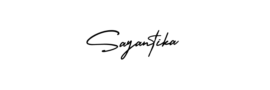 You should practise on your own different ways (AmerikaSignatureDemo-Regular) to write your name (Sayantika) in signature. don't let someone else do it for you. Sayantika signature style 3 images and pictures png