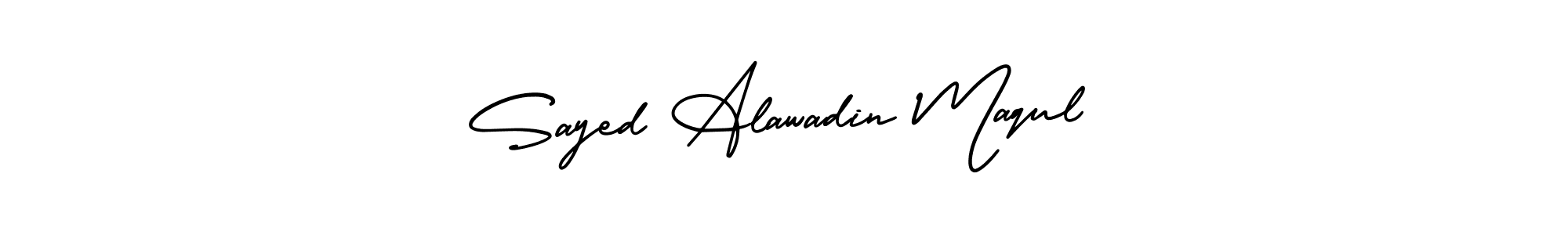 The best way (AmerikaSignatureDemo-Regular) to make a short signature is to pick only two or three words in your name. The name Sayed Alawadin Maqul include a total of six letters. For converting this name. Sayed Alawadin Maqul signature style 3 images and pictures png