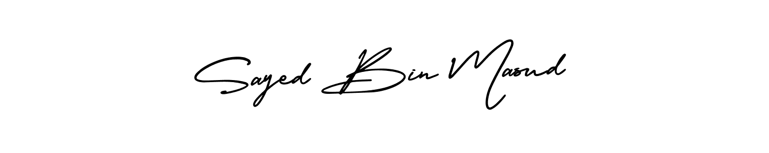 The best way (AmerikaSignatureDemo-Regular) to make a short signature is to pick only two or three words in your name. The name Sayed Bin Masud include a total of six letters. For converting this name. Sayed Bin Masud signature style 3 images and pictures png
