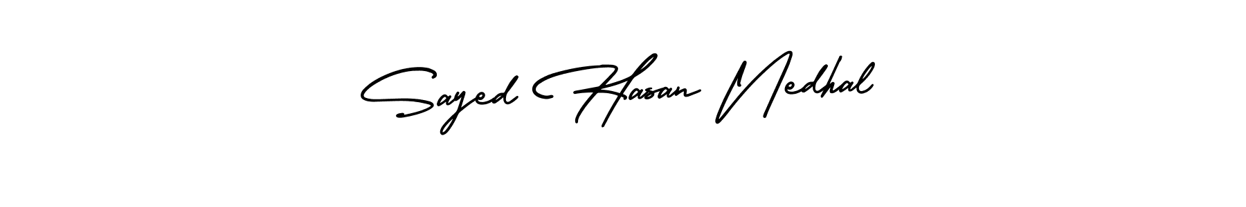 The best way (AmerikaSignatureDemo-Regular) to make a short signature is to pick only two or three words in your name. The name Sayed Hasan Nedhal include a total of six letters. For converting this name. Sayed Hasan Nedhal signature style 3 images and pictures png