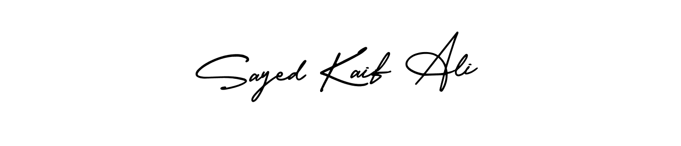 This is the best signature style for the Sayed Kaif Ali name. Also you like these signature font (AmerikaSignatureDemo-Regular). Mix name signature. Sayed Kaif Ali signature style 3 images and pictures png