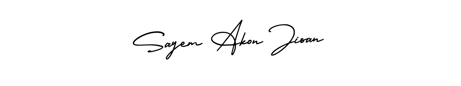 This is the best signature style for the Sayem Akon Jisan name. Also you like these signature font (AmerikaSignatureDemo-Regular). Mix name signature. Sayem Akon Jisan signature style 3 images and pictures png