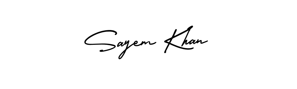 This is the best signature style for the Sayem Khan name. Also you like these signature font (AmerikaSignatureDemo-Regular). Mix name signature. Sayem Khan signature style 3 images and pictures png