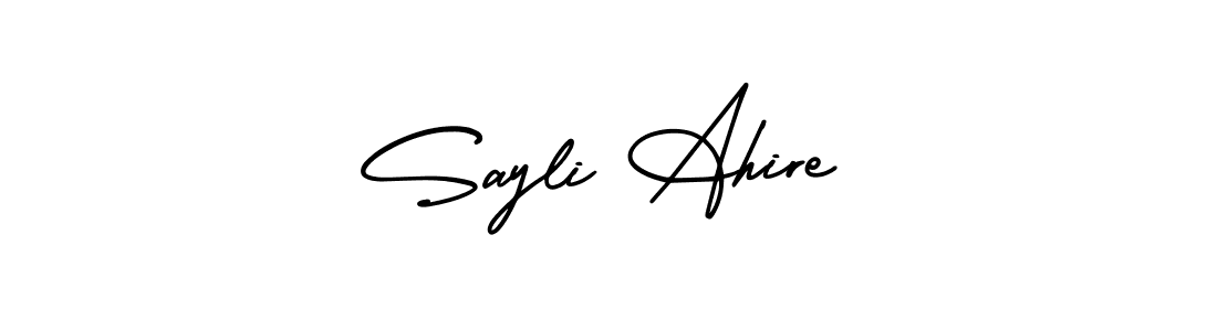 You should practise on your own different ways (AmerikaSignatureDemo-Regular) to write your name (Sayli Ahire) in signature. don't let someone else do it for you. Sayli Ahire signature style 3 images and pictures png
