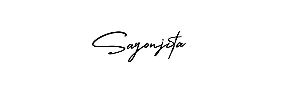 You should practise on your own different ways (AmerikaSignatureDemo-Regular) to write your name (Sayonjita) in signature. don't let someone else do it for you. Sayonjita signature style 3 images and pictures png