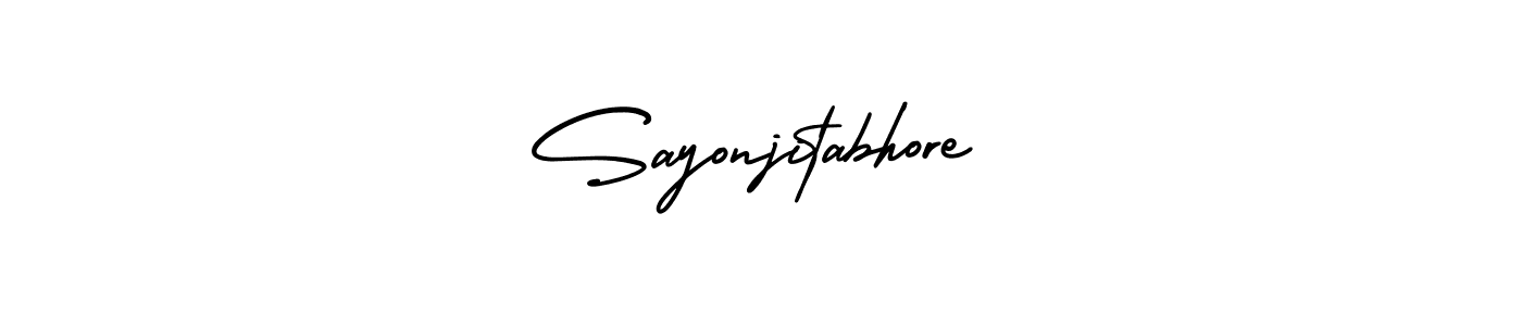 It looks lik you need a new signature style for name Sayonjitabhore. Design unique handwritten (AmerikaSignatureDemo-Regular) signature with our free signature maker in just a few clicks. Sayonjitabhore signature style 3 images and pictures png