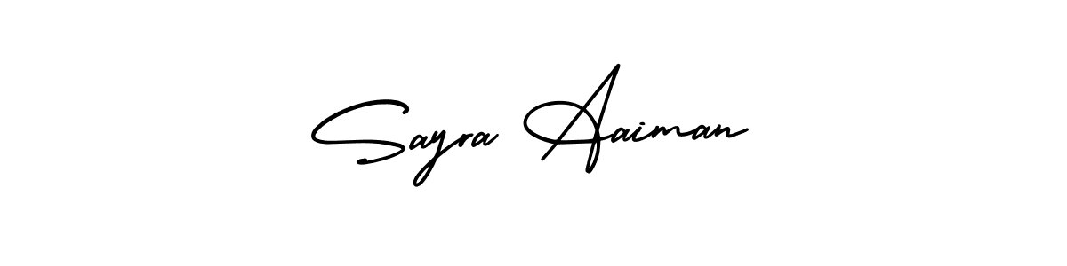 You should practise on your own different ways (AmerikaSignatureDemo-Regular) to write your name (Sayra Aaiman) in signature. don't let someone else do it for you. Sayra Aaiman signature style 3 images and pictures png