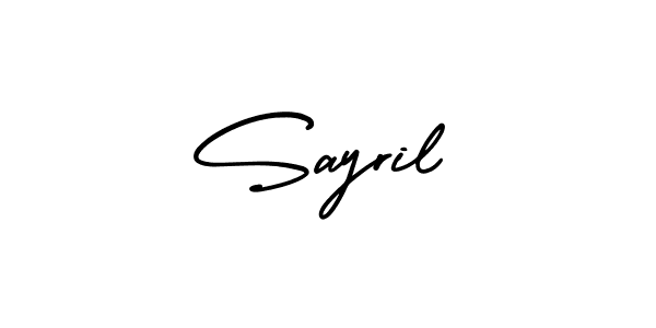 The best way (AmerikaSignatureDemo-Regular) to make a short signature is to pick only two or three words in your name. The name Sayril include a total of six letters. For converting this name. Sayril signature style 3 images and pictures png