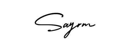 The AmerikaSignatureDemo-Regular signature style provides a bold statement for name Sayrm. Designed for business owners, executives, and leaders. Sayrm signature style 3 images and pictures png