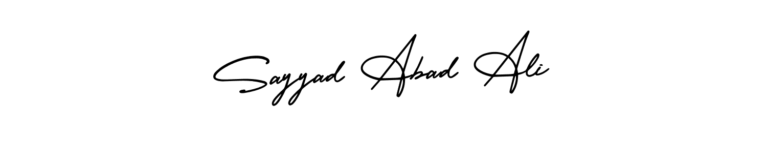 This is the best signature style for the Sayyad Abad Ali name. Also you like these signature font (AmerikaSignatureDemo-Regular). Mix name signature. Sayyad Abad Ali signature style 3 images and pictures png