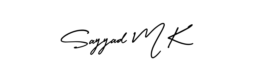 The best way (AmerikaSignatureDemo-Regular) to make a short signature is to pick only two or three words in your name. The name Sayyad M K include a total of six letters. For converting this name. Sayyad M K signature style 3 images and pictures png