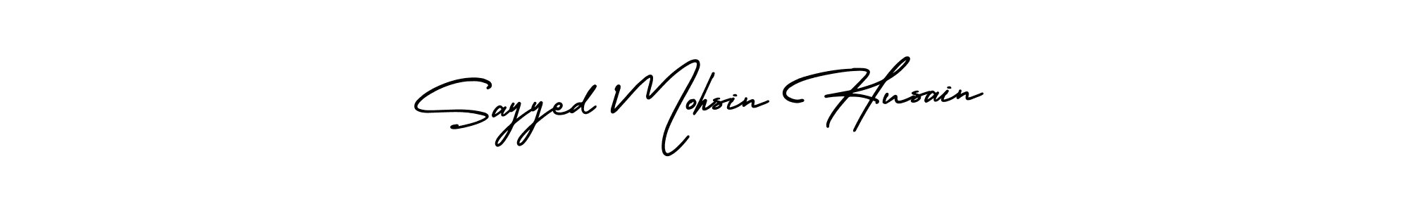 How to make Sayyed Mohsin Husain signature? AmerikaSignatureDemo-Regular is a professional autograph style. Create handwritten signature for Sayyed Mohsin Husain name. Sayyed Mohsin Husain signature style 3 images and pictures png