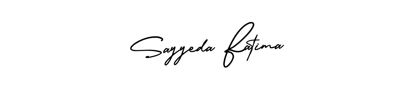 AmerikaSignatureDemo-Regular is a professional signature style that is perfect for those who want to add a touch of class to their signature. It is also a great choice for those who want to make their signature more unique. Get Sayyeda Fatima name to fancy signature for free. Sayyeda Fatima signature style 3 images and pictures png