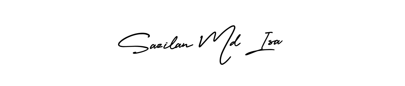 The best way (AmerikaSignatureDemo-Regular) to make a short signature is to pick only two or three words in your name. The name Sazilan Md Isa include a total of six letters. For converting this name. Sazilan Md Isa signature style 3 images and pictures png