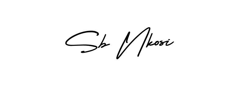 You should practise on your own different ways (AmerikaSignatureDemo-Regular) to write your name (Sb Nkosi) in signature. don't let someone else do it for you. Sb Nkosi signature style 3 images and pictures png