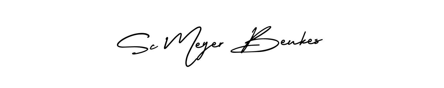 You should practise on your own different ways (AmerikaSignatureDemo-Regular) to write your name (Sc Meyer Beukes) in signature. don't let someone else do it for you. Sc Meyer Beukes signature style 3 images and pictures png