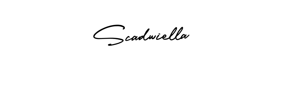 You should practise on your own different ways (AmerikaSignatureDemo-Regular) to write your name (Scadwiella) in signature. don't let someone else do it for you. Scadwiella signature style 3 images and pictures png