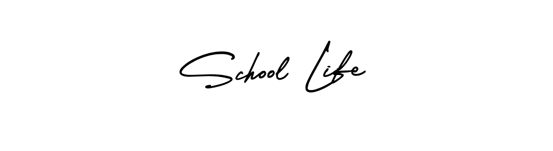 You should practise on your own different ways (AmerikaSignatureDemo-Regular) to write your name (School Life) in signature. don't let someone else do it for you. School Life signature style 3 images and pictures png