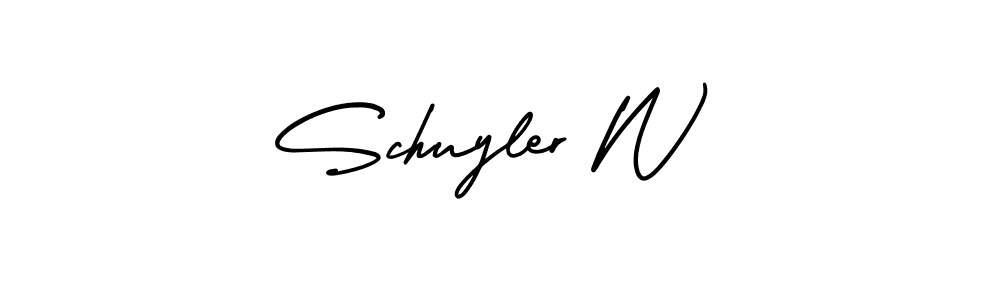 Make a beautiful signature design for name Schuyler W. With this signature (AmerikaSignatureDemo-Regular) style, you can create a handwritten signature for free. Schuyler W signature style 3 images and pictures png