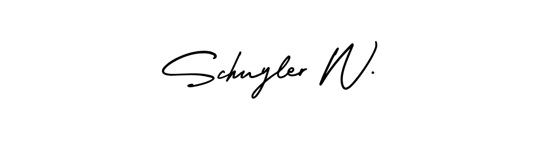 It looks lik you need a new signature style for name Schuyler W.. Design unique handwritten (AmerikaSignatureDemo-Regular) signature with our free signature maker in just a few clicks. Schuyler W. signature style 3 images and pictures png