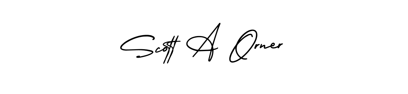 The best way (AmerikaSignatureDemo-Regular) to make a short signature is to pick only two or three words in your name. The name Scott A Orner include a total of six letters. For converting this name. Scott A Orner signature style 3 images and pictures png