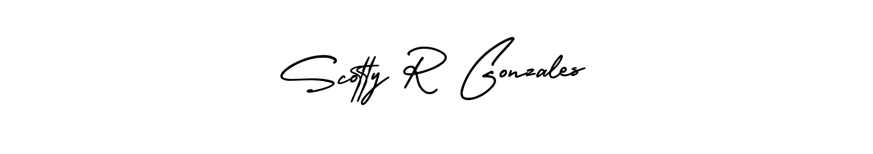 The best way (AmerikaSignatureDemo-Regular) to make a short signature is to pick only two or three words in your name. The name Scotty R Gonzales include a total of six letters. For converting this name. Scotty R Gonzales signature style 3 images and pictures png