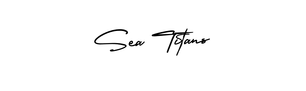 How to make Sea Titans name signature. Use AmerikaSignatureDemo-Regular style for creating short signs online. This is the latest handwritten sign. Sea Titans signature style 3 images and pictures png