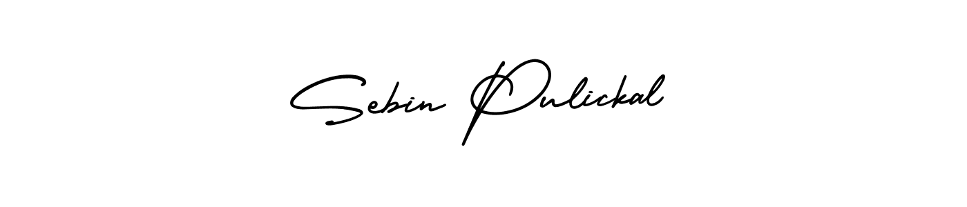 The best way (AmerikaSignatureDemo-Regular) to make a short signature is to pick only two or three words in your name. The name Sebin Pulickal include a total of six letters. For converting this name. Sebin Pulickal signature style 3 images and pictures png
