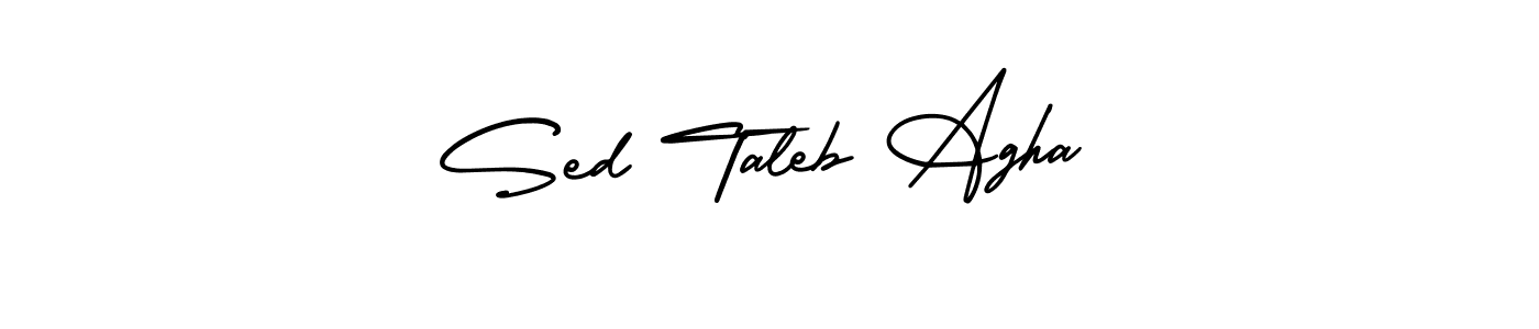 The best way (AmerikaSignatureDemo-Regular) to make a short signature is to pick only two or three words in your name. The name Sed Taleb Agha include a total of six letters. For converting this name. Sed Taleb Agha signature style 3 images and pictures png