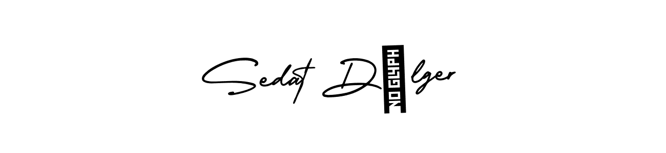 You should practise on your own different ways (AmerikaSignatureDemo-Regular) to write your name (Sedat Dülger) in signature. don't let someone else do it for you. Sedat Dülger signature style 3 images and pictures png