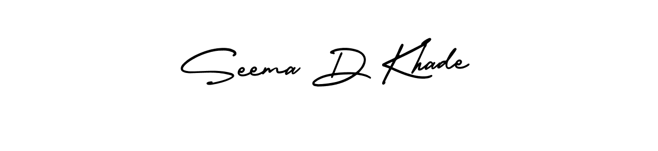 You should practise on your own different ways (AmerikaSignatureDemo-Regular) to write your name (Seema D Khade) in signature. don't let someone else do it for you. Seema D Khade signature style 3 images and pictures png