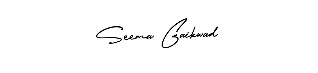 You should practise on your own different ways (AmerikaSignatureDemo-Regular) to write your name (Seema Gaikwad) in signature. don't let someone else do it for you. Seema Gaikwad signature style 3 images and pictures png