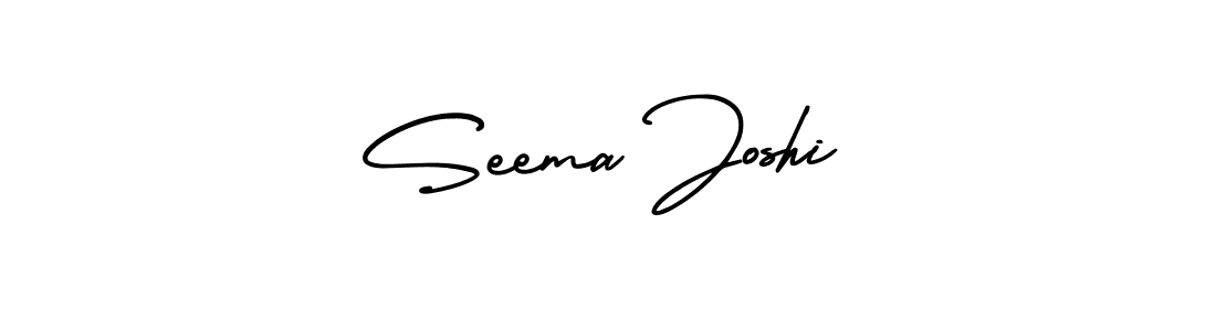 The best way (AmerikaSignatureDemo-Regular) to make a short signature is to pick only two or three words in your name. The name Seema Joshi include a total of six letters. For converting this name. Seema Joshi signature style 3 images and pictures png