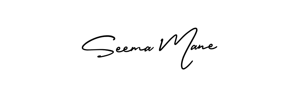 Seema Mane stylish signature style. Best Handwritten Sign (AmerikaSignatureDemo-Regular) for my name. Handwritten Signature Collection Ideas for my name Seema Mane. Seema Mane signature style 3 images and pictures png