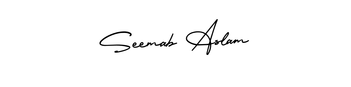 Make a short Seemab Aslam signature style. Manage your documents anywhere anytime using AmerikaSignatureDemo-Regular. Create and add eSignatures, submit forms, share and send files easily. Seemab Aslam signature style 3 images and pictures png