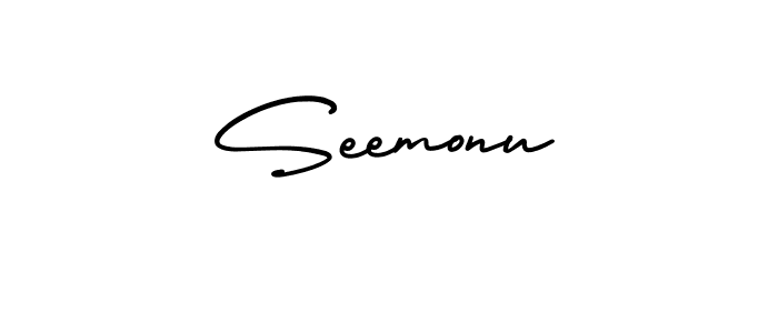 It looks lik you need a new signature style for name Seemonu. Design unique handwritten (AmerikaSignatureDemo-Regular) signature with our free signature maker in just a few clicks. Seemonu signature style 3 images and pictures png