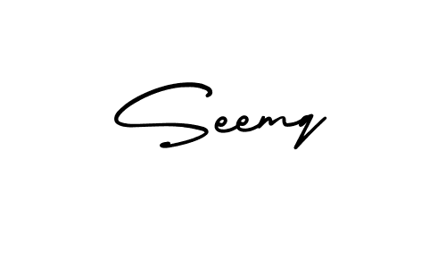 You should practise on your own different ways (AmerikaSignatureDemo-Regular) to write your name (Seemq) in signature. don't let someone else do it for you. Seemq signature style 3 images and pictures png