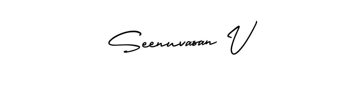 The best way (AmerikaSignatureDemo-Regular) to make a short signature is to pick only two or three words in your name. The name Seenuvasan V include a total of six letters. For converting this name. Seenuvasan V signature style 3 images and pictures png