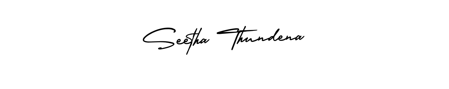 The best way (AmerikaSignatureDemo-Regular) to make a short signature is to pick only two or three words in your name. The name Seetha Thundena include a total of six letters. For converting this name. Seetha Thundena signature style 3 images and pictures png