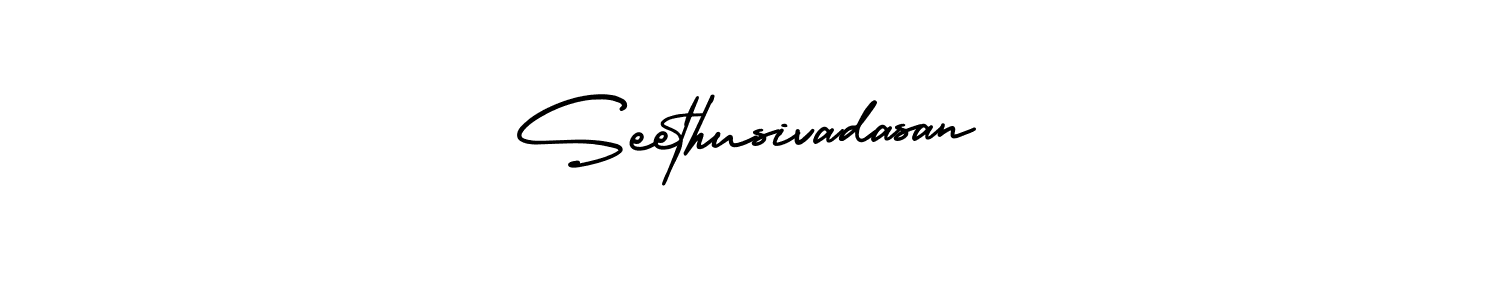 The best way (AmerikaSignatureDemo-Regular) to make a short signature is to pick only two or three words in your name. The name Seethusivadasan include a total of six letters. For converting this name. Seethusivadasan signature style 3 images and pictures png