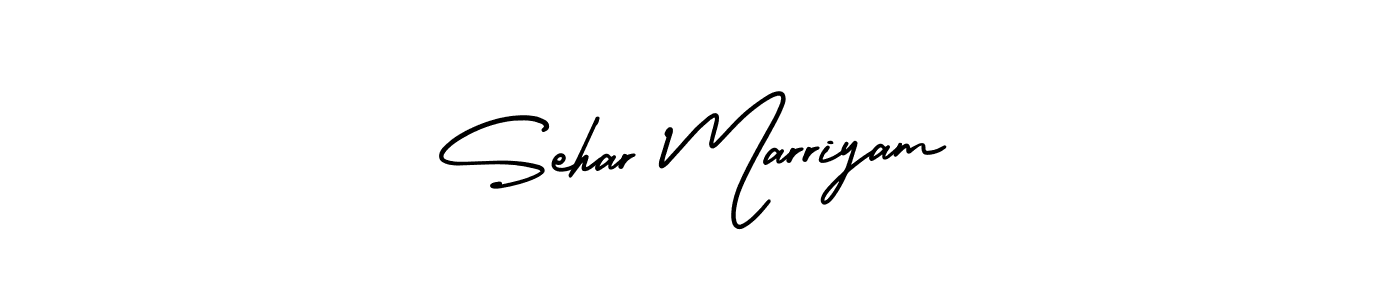 You should practise on your own different ways (AmerikaSignatureDemo-Regular) to write your name (Sehar Marriyam) in signature. don't let someone else do it for you. Sehar Marriyam signature style 3 images and pictures png