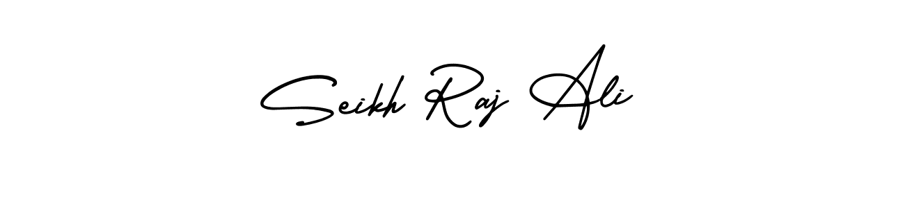 You should practise on your own different ways (AmerikaSignatureDemo-Regular) to write your name (Seikh Raj Ali) in signature. don't let someone else do it for you. Seikh Raj Ali signature style 3 images and pictures png