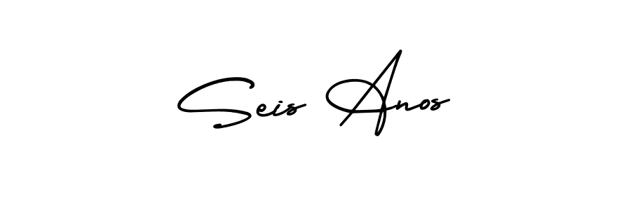 How to Draw Seis Anos signature style? AmerikaSignatureDemo-Regular is a latest design signature styles for name Seis Anos. Seis Anos signature style 3 images and pictures png