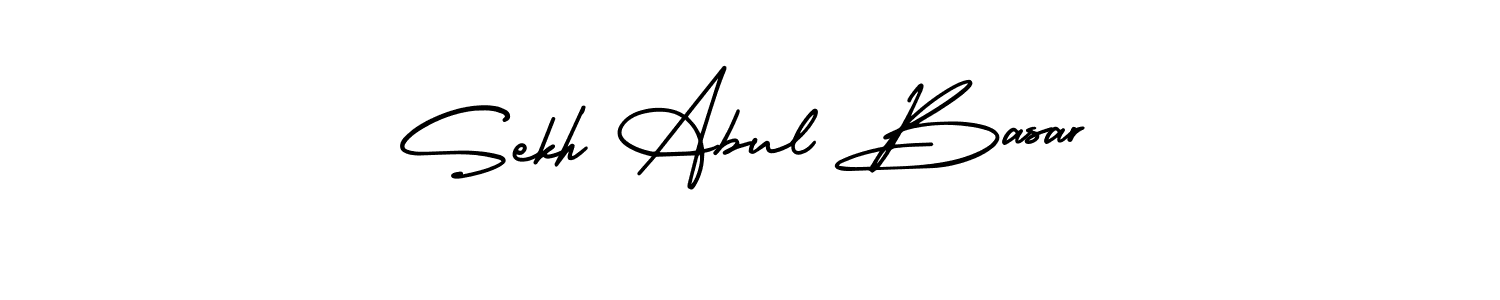 The best way (AmerikaSignatureDemo-Regular) to make a short signature is to pick only two or three words in your name. The name Sekh Abul Basar include a total of six letters. For converting this name. Sekh Abul Basar signature style 3 images and pictures png
