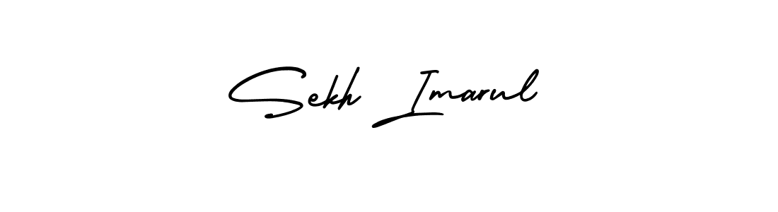 You should practise on your own different ways (AmerikaSignatureDemo-Regular) to write your name (Sekh Imarul) in signature. don't let someone else do it for you. Sekh Imarul signature style 3 images and pictures png