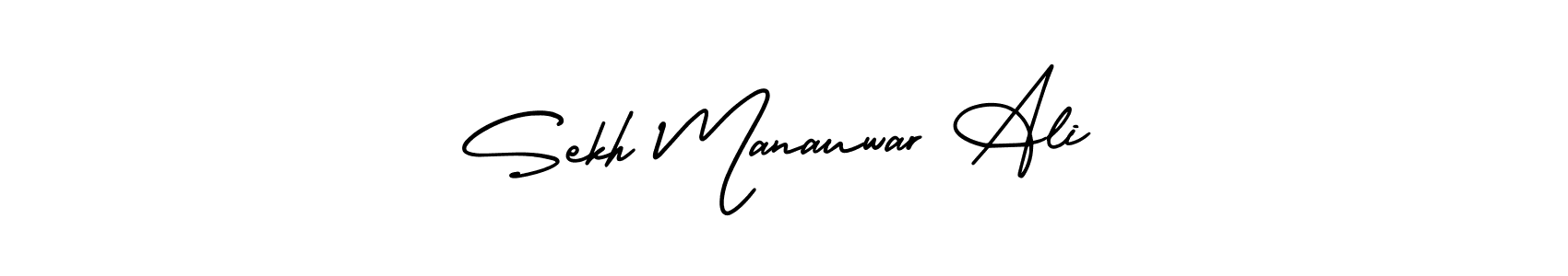 The best way (AmerikaSignatureDemo-Regular) to make a short signature is to pick only two or three words in your name. The name Sekh Manauwar Ali include a total of six letters. For converting this name. Sekh Manauwar Ali signature style 3 images and pictures png