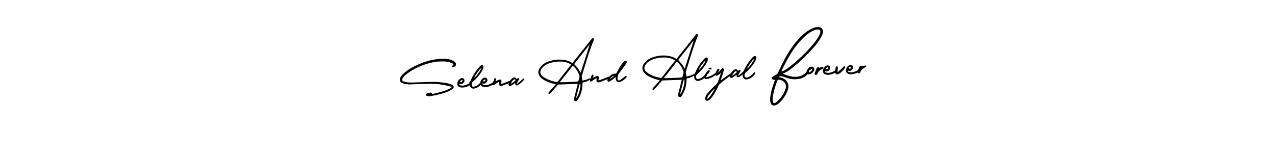 This is the best signature style for the Selena And Aliyal Forever name. Also you like these signature font (AmerikaSignatureDemo-Regular). Mix name signature. Selena And Aliyal Forever signature style 3 images and pictures png