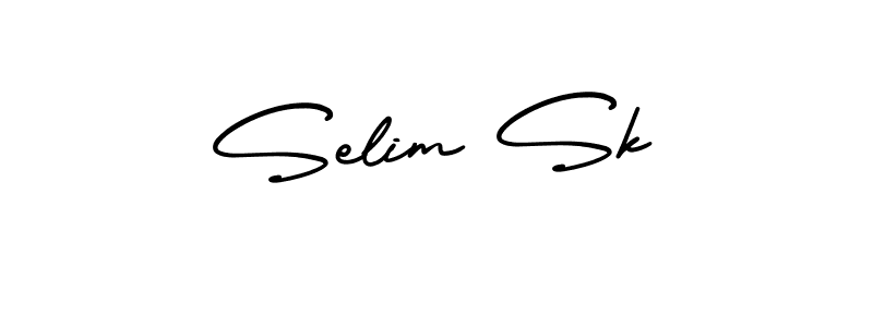 You should practise on your own different ways (AmerikaSignatureDemo-Regular) to write your name (Selim Sk) in signature. don't let someone else do it for you. Selim Sk signature style 3 images and pictures png