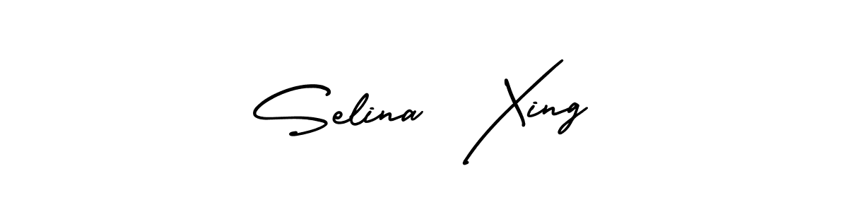 This is the best signature style for the Selina  Xing name. Also you like these signature font (AmerikaSignatureDemo-Regular). Mix name signature. Selina  Xing signature style 3 images and pictures png