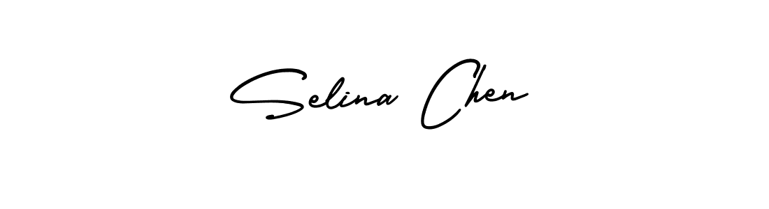 The best way (AmerikaSignatureDemo-Regular) to make a short signature is to pick only two or three words in your name. The name Selina Chen include a total of six letters. For converting this name. Selina Chen signature style 3 images and pictures png